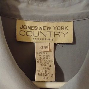 Jones NY Country 20W Women's Silk Blouse in Dusty Blue